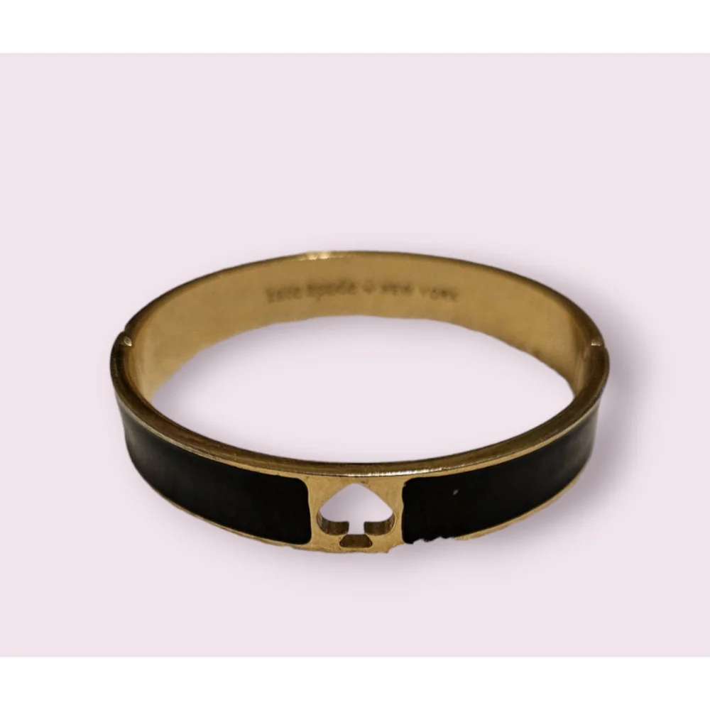 Kate Spade Black Enamel Hinged Bangle Bracelet w/bag - Picture 2 of 11